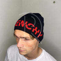 Givenchy 'Ripped Rød Logo' Uld Hue Unisex (One Size) 🤯