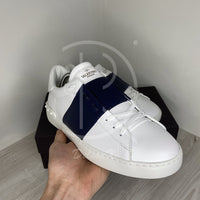 Valentino Garvani 'Navy Stripe' Calfskin Open Herre Sneakers (43) 🏎