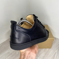 Christian Louboutin Sneakers, 'Black Leather' Junior Spikes Herre Sneakers (40) 😎