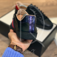 Gucci Ace ’Bee’ Black Leather (44) 🌤