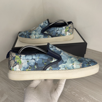Gucci Sneakers, Supreme GG Canvas 'Bloom' Print Blue Flower Slip On (43)
