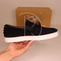 Christian Louboutin 'Black Suede' Pik Boat (44.5) 🎱
