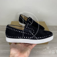 Christian Louboutin 'Black Suede' Pik Boat w. Diamond Herre Low-Tops (41) 💎