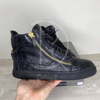 Giuseppe Zanotti 'Black Printed Croc' Double Zip High-tops Herre Sneakers (44) ✔︎