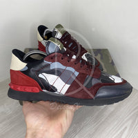 Valentino Garavani Rockrunner 'Grey & Red' Camo Sneakers Herre (42) 🦶🏼