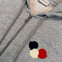 Moncler Zip Hoodie, Herre, 'Grå' Double Logo (XX-Large)