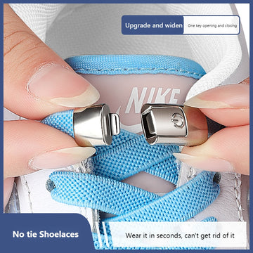 No Tie Shoe, laces Press Lock Shoelaces without ties Elastic Laces Sneaker Kids Adult 8MM Widened Flat Shoelace for Shoes