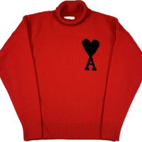 AMI Turtleneck, Herre Heart 'Rød' (Large) 😁