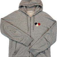 Moncler Zip Hoodie, Herre, 'Grå' Double Logo (XX-Large)