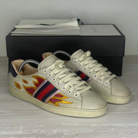 Gucci Sneakers, Beige 'Flames' Ace (42.5)