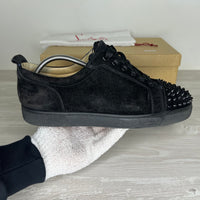Christian Louboutin Sneakers, Herre Junior Spikes 'Sort' Ruskind (41.5)
