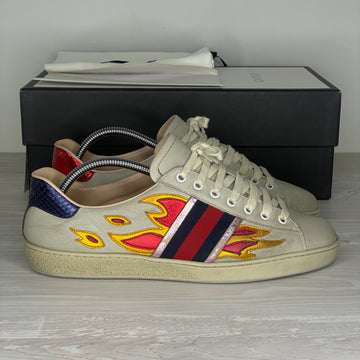 Gucci Sneakers, Beige 'Flames' Ace (42.5)