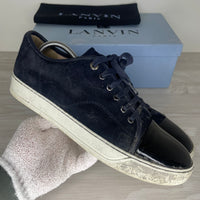(RESERVERET) Lanvin Sneakers, 'Navy Suede' Lak Toe (43)