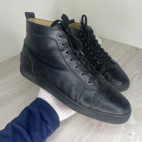 Christian Louboutin Sneakers, 'Black Leather' High-Top (44.5)
