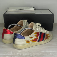 Gucci Sneakers, Beige 'Flames' Ace (42.5)