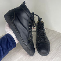 Christian Louboutin Sneakers, 'Black Leather' High-Top (44.5)