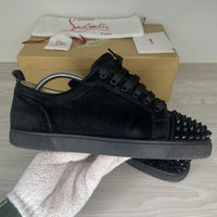 Christian Louboutin Sneakers, 'Black Suede' Junior Spikes (40.5)
