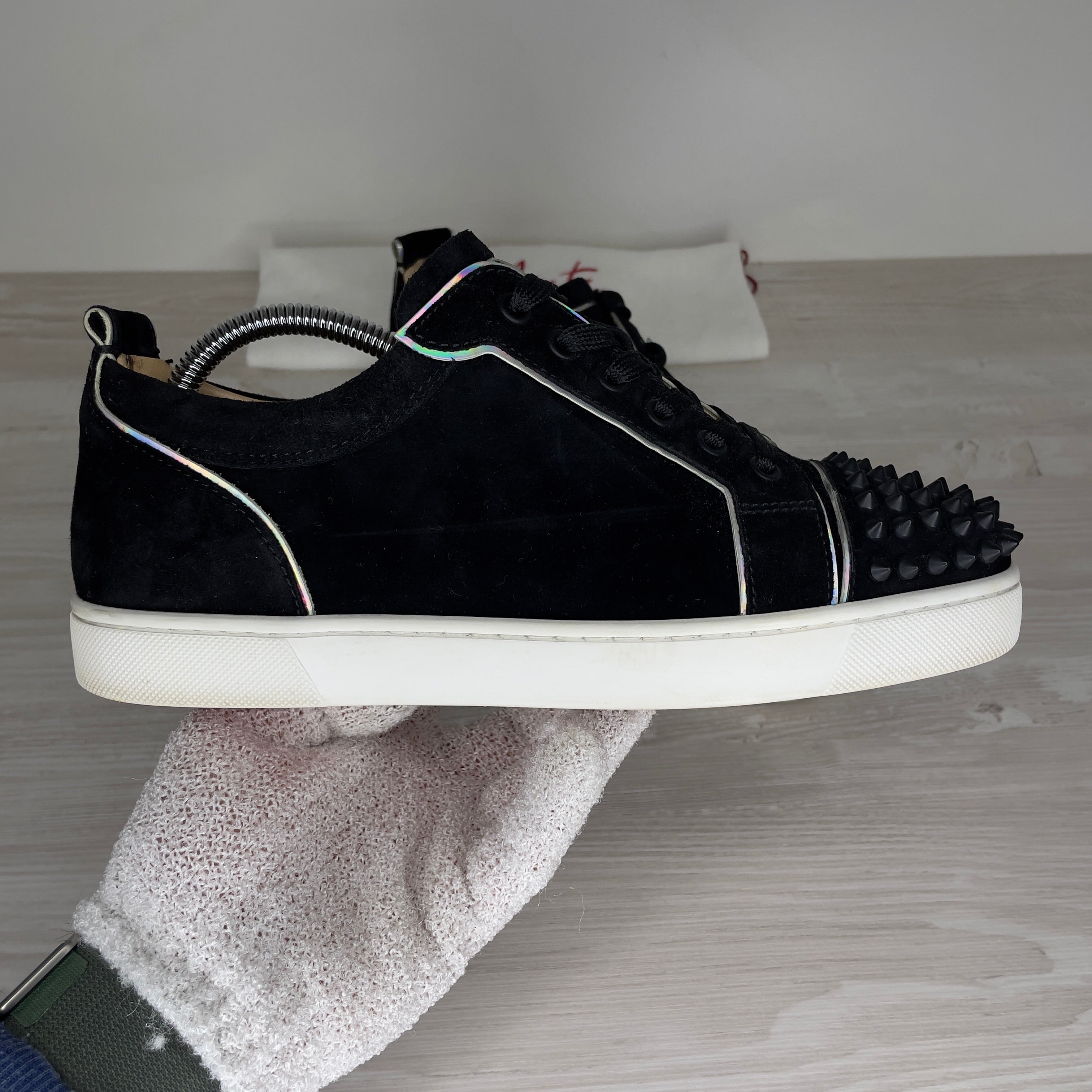 Christian Louboutin Sneakers, 'Multi Black Suede' Junior Spikes (39.5)