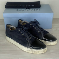 (RESERVERET) Lanvin Sneakers, 'Navy Suede' Lak Toe (43)