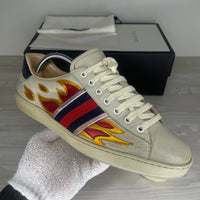 Gucci Sneakers, Beige 'Flames' Ace (42.5)