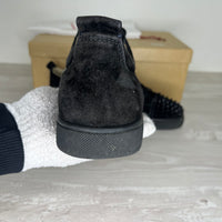 Christian Louboutin Sneakers, Herre Junior Spikes 'Sort' Ruskind (41.5)