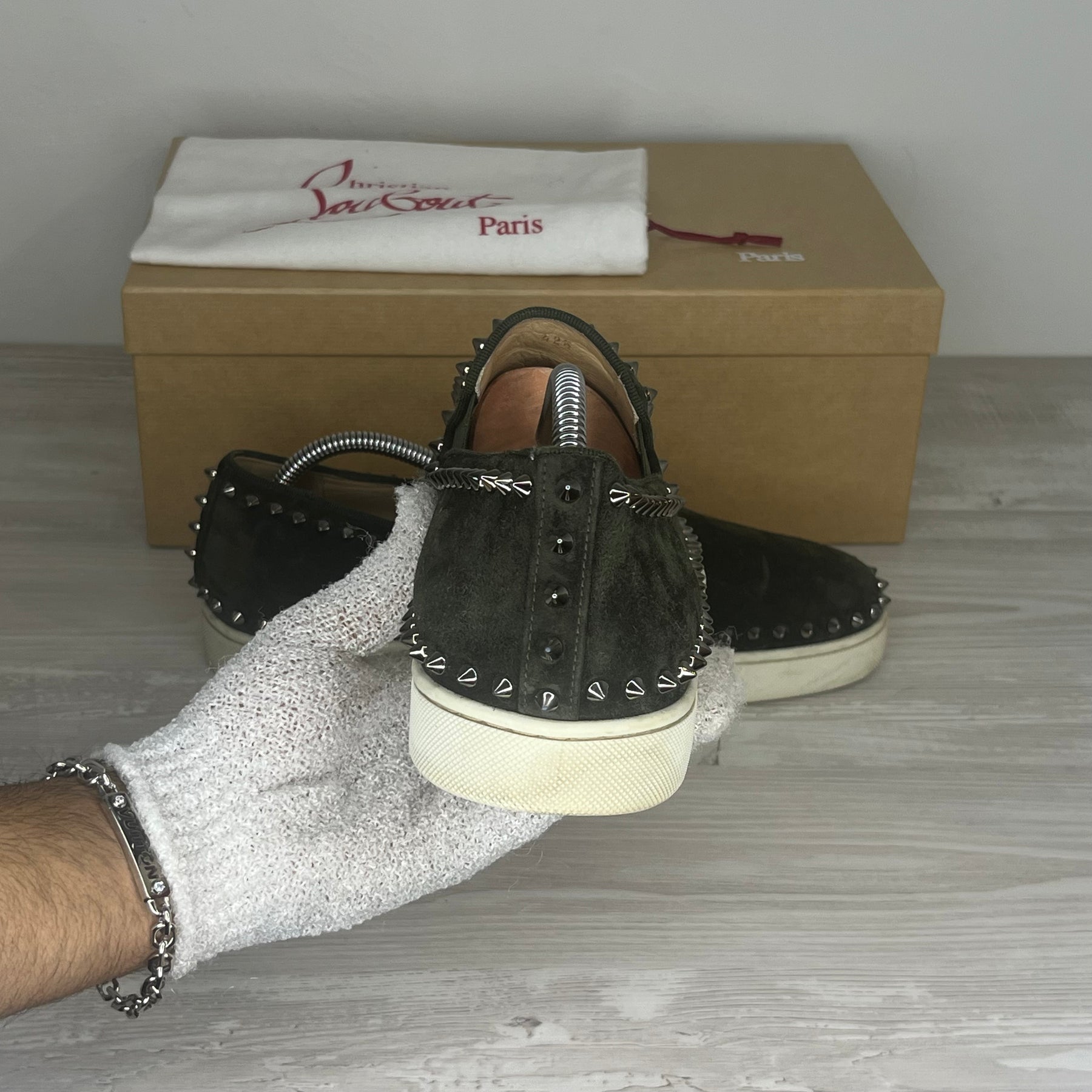 Christian Louboutin Sneakers, Herre Pik Boat 'Grøn' Bosco Metal (42.5) 😶‍🌫️