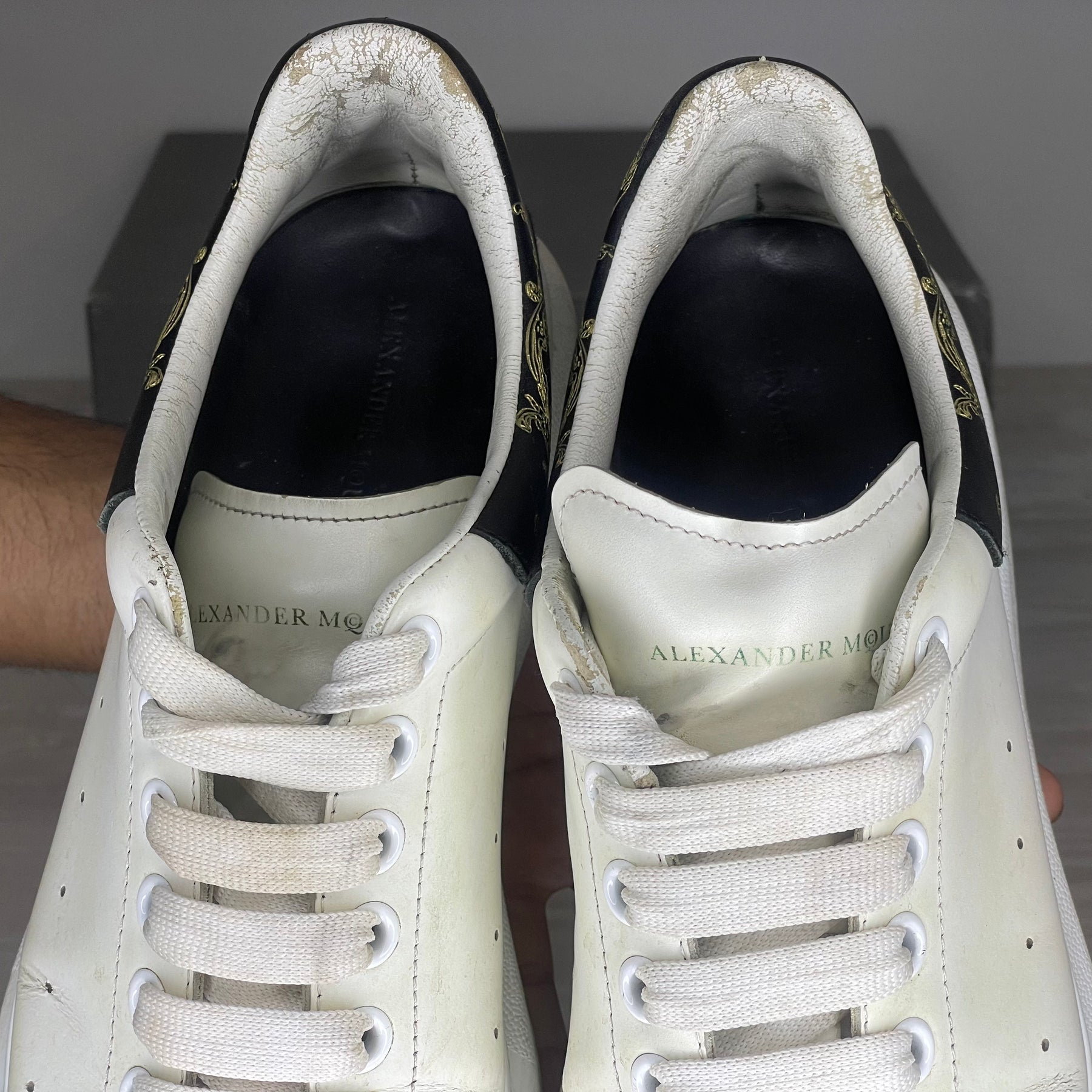 Alexander McQueen Sneakers, 'Hvid Læder' Flower Oversized (42) 🍌