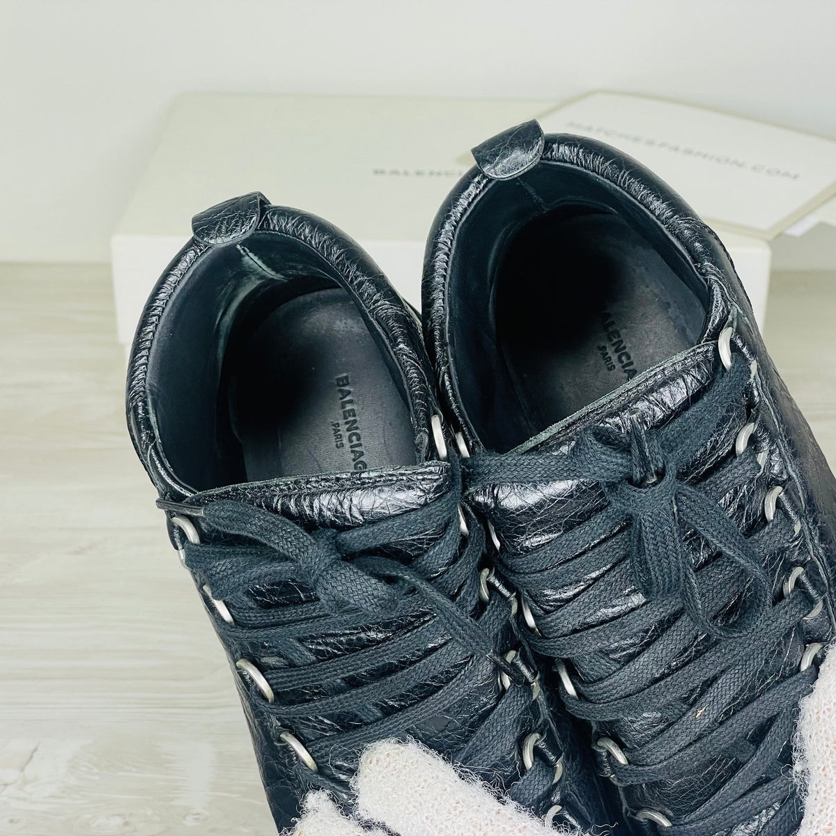 Balenciaga Sneakers, 'Sort' High Læder Arena (39)
