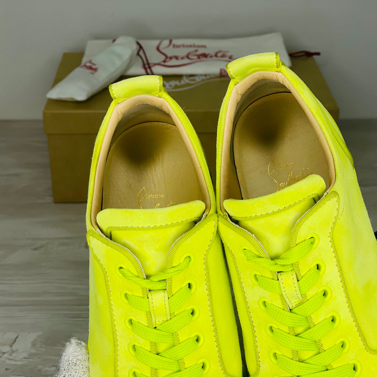 Christian Louboutin Sneakers, 'Neon Grøn / Sulfure' Rantulow Orlato Flat Suede (41)