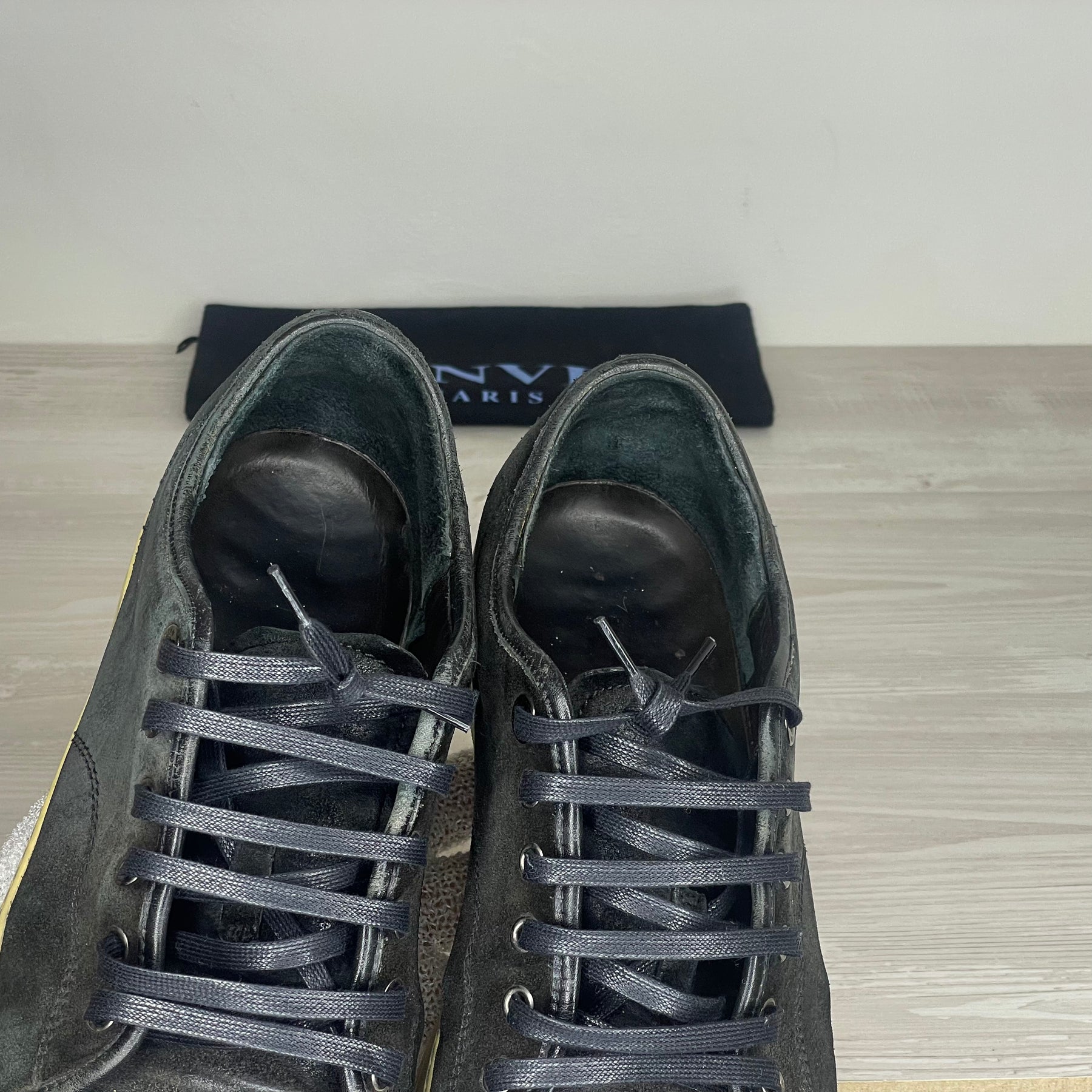 Lanvin Sneakers, Herre 'Sort Ruskind' Lak Toe (42) ⭐️