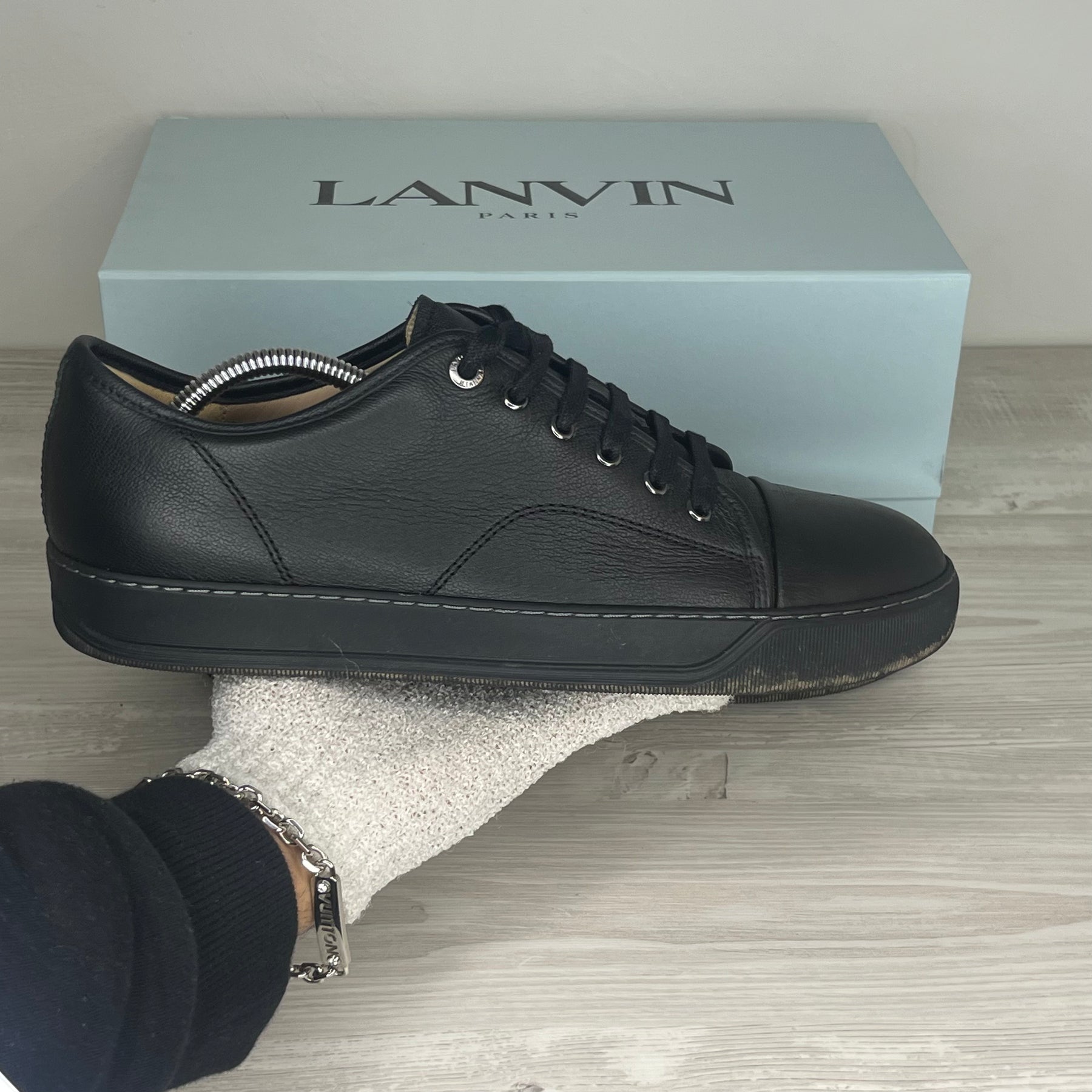 Lanvin Sneakers, Herre 'Sort Læder' Mat Toe (43) 🪨