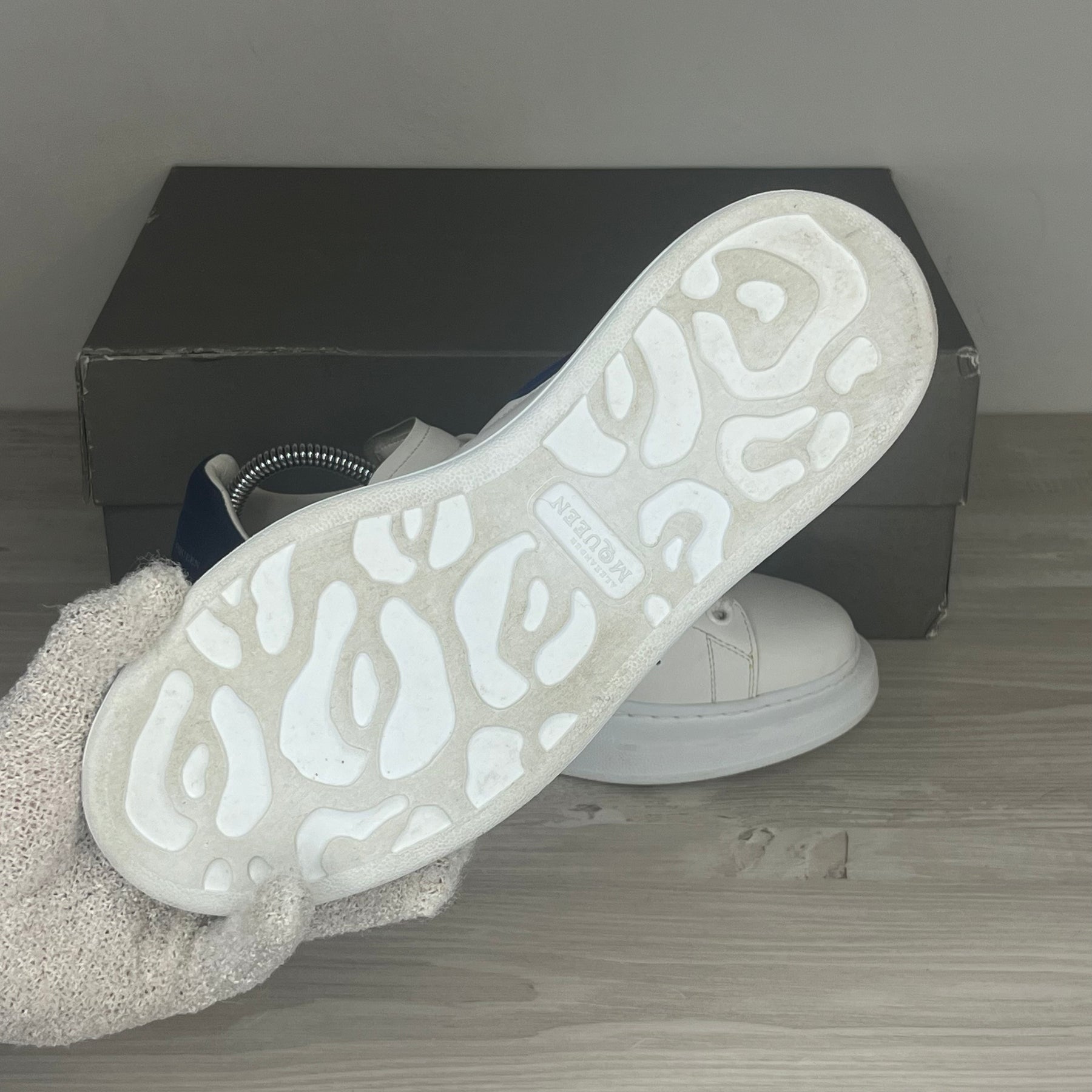 Alexander McQueen Sneakers, Herre 'Hvid' Ruskind Blå Hæl Oversized (39) 🔵