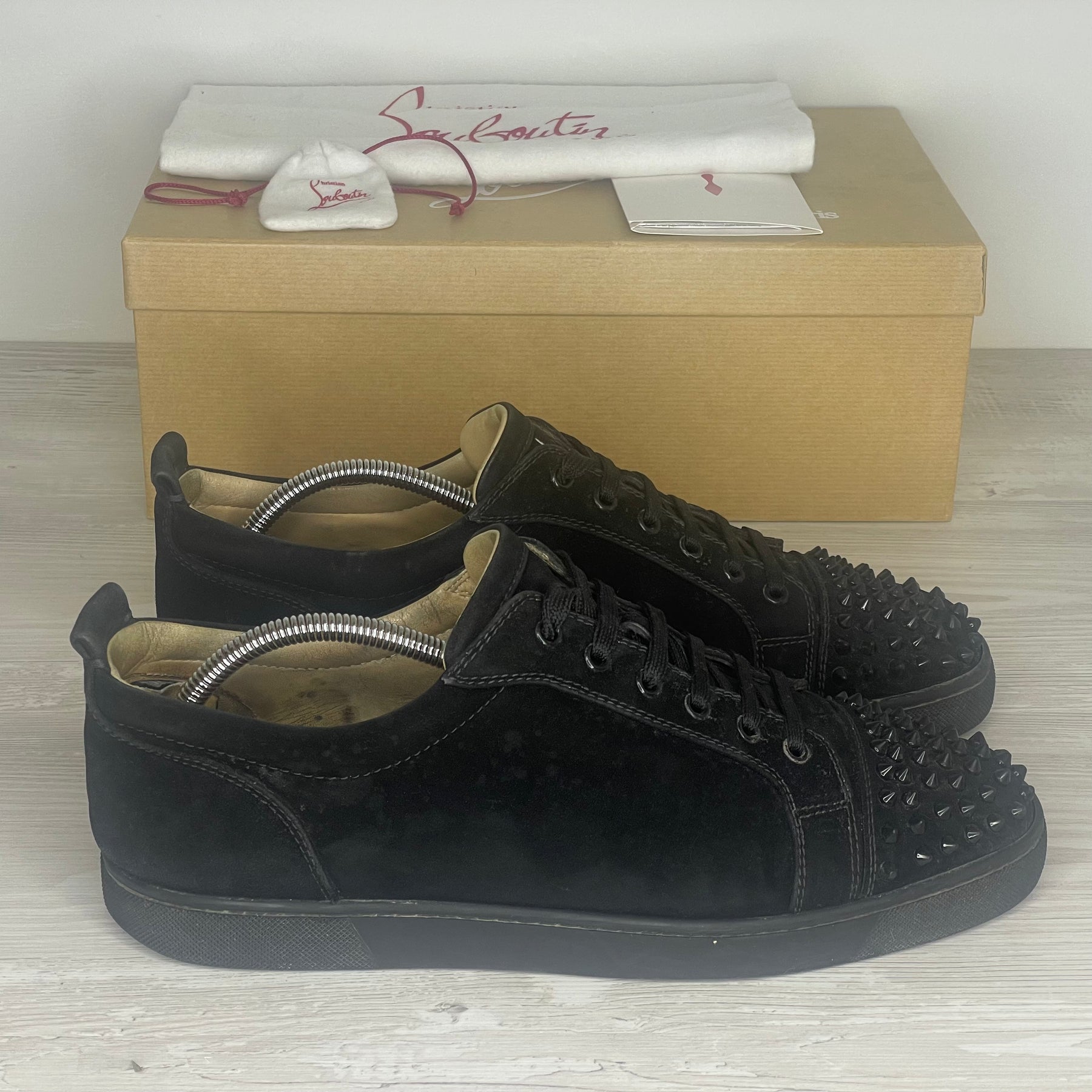 Christian Louboutin Sneakers, Herre 'Sort' Ruskind Junior Spikes (45.5) ⭐️
