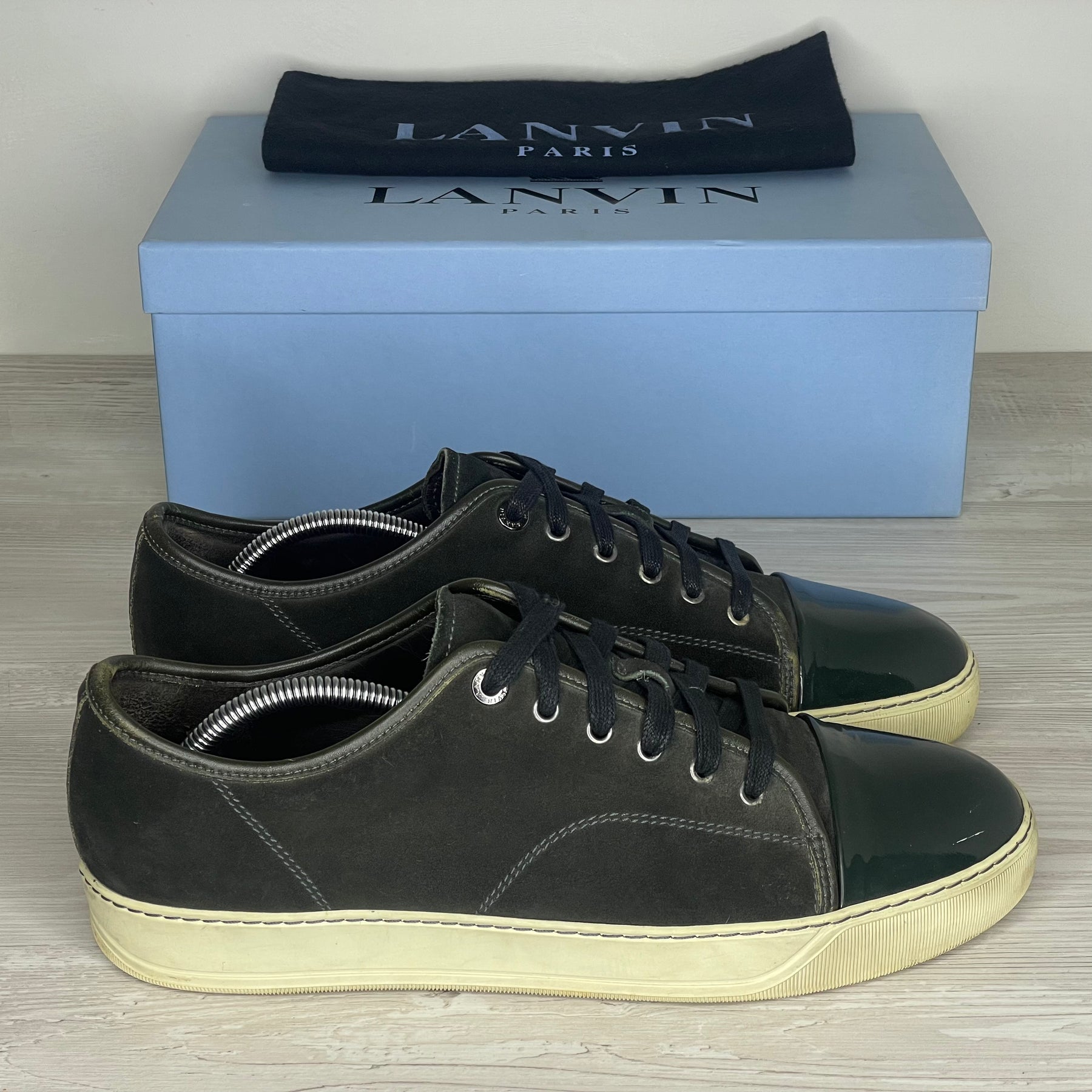 Lanvin Sneakers, Herre 'Mørkegrøn' Ruskind Lak Toe (44) 🌲