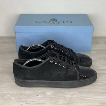 Lanvin Sneakers, 'Sort Ruskind' All Black Lak Toe (43)