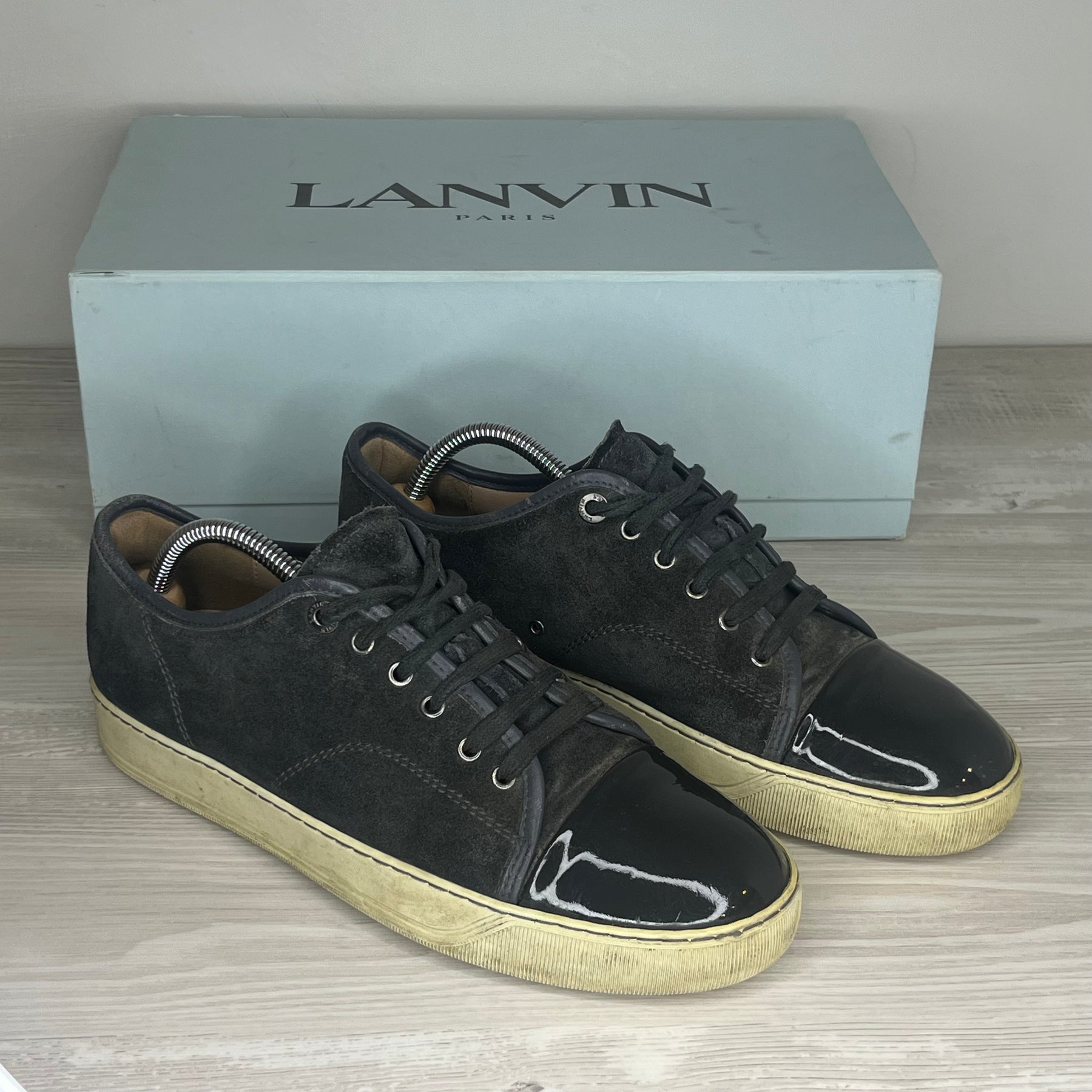 Lanvin Sneakers, Herre 'Grå' Ruskind Lak Toe (41) 😦