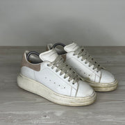 Alexander McQueen Sneakers, 'Hvid Læder' Pink Ruskind Hæl Oversized (39.5) 💝