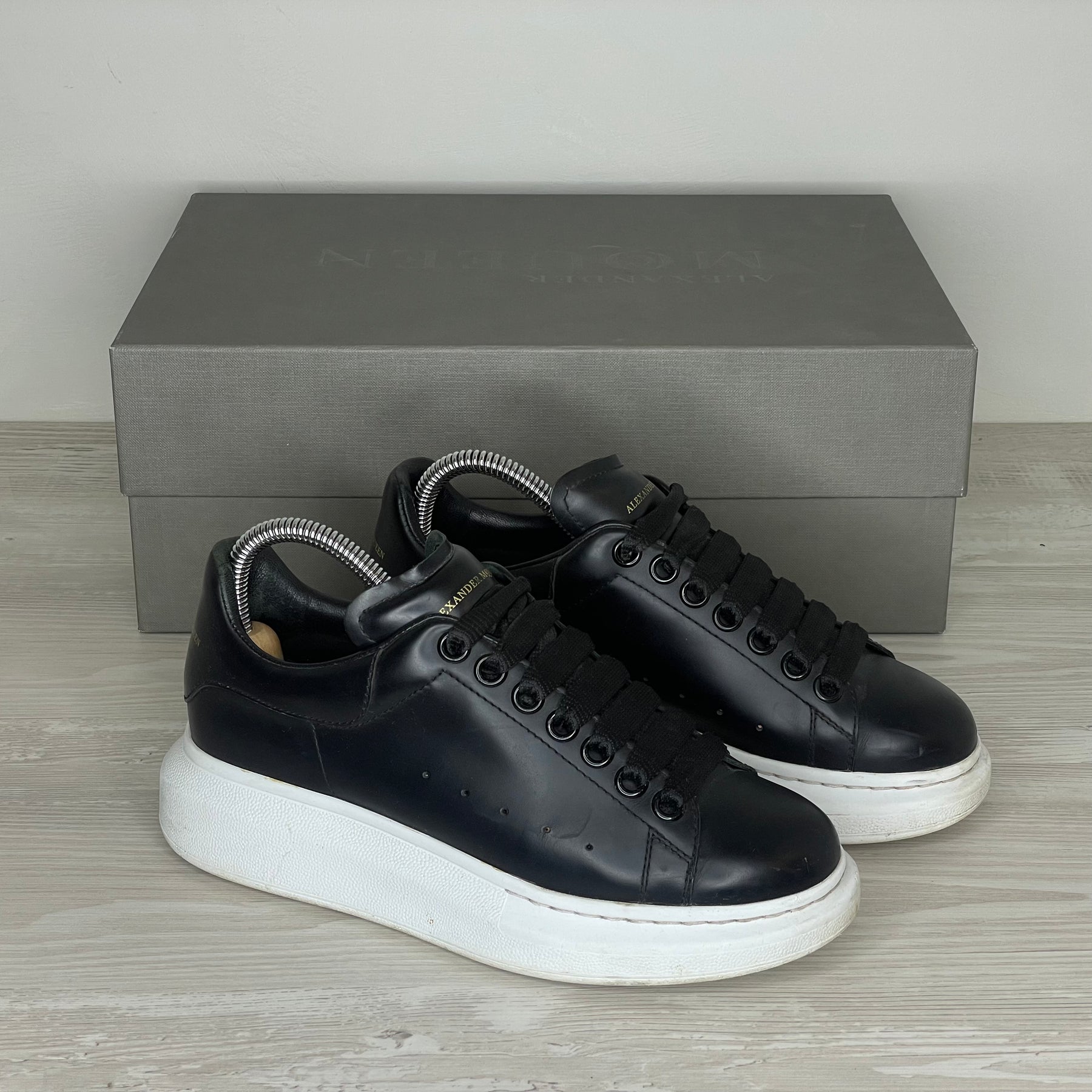 Alexander McQueen Sneakers, 'Sort Læder' Oversized (36.5) 🐼