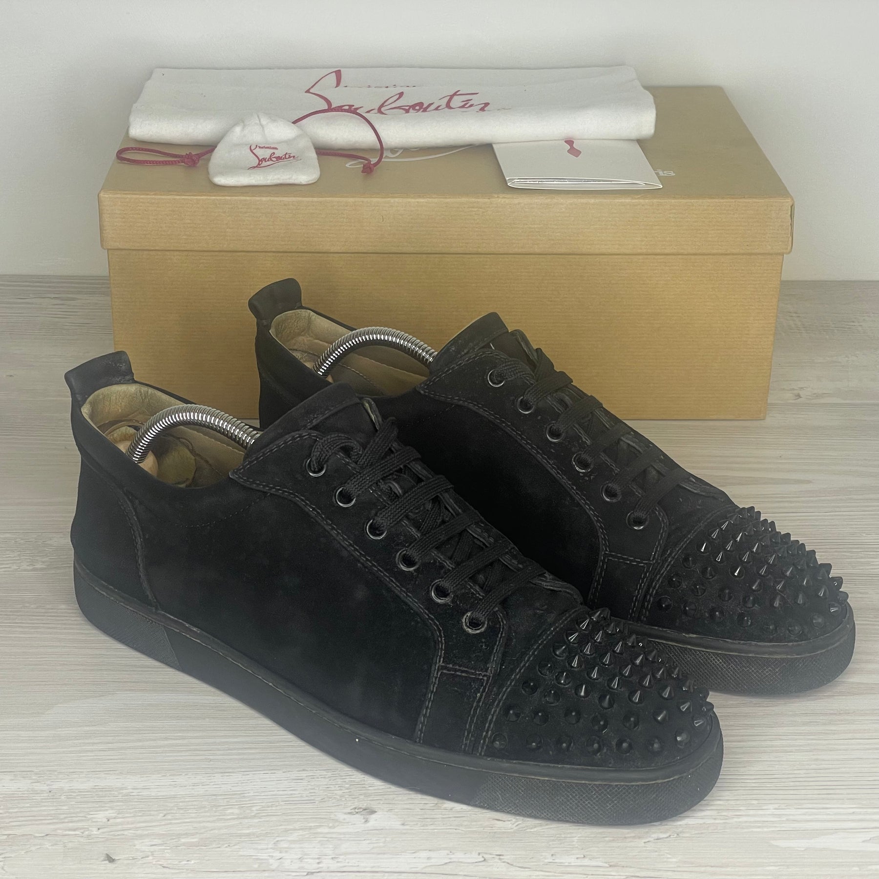 Christian Louboutin Sneakers, Herre 'Sort' Ruskind Junior Spikes (45.5) ⭐️