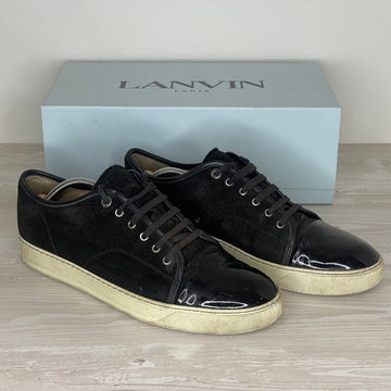 Lanvin Sneakers, 'Sort Ruskind' Lak Toe (45) 🪡