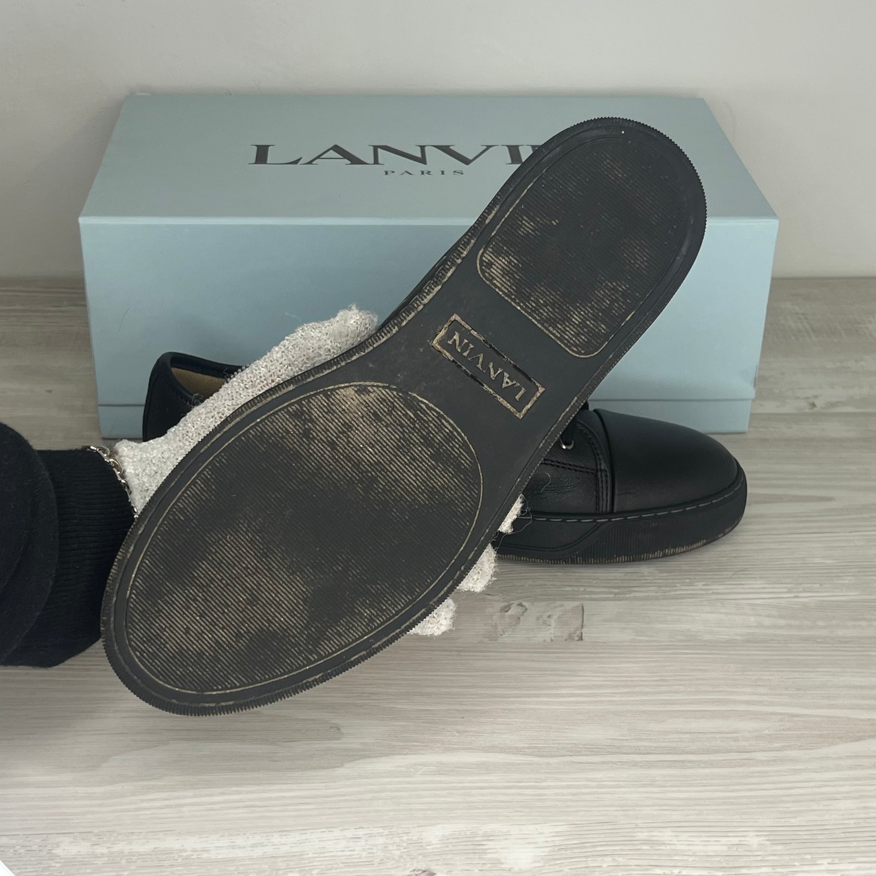 Lanvin Sneakers, Herre 'Sort Læder' Mat Toe (43) 🪨