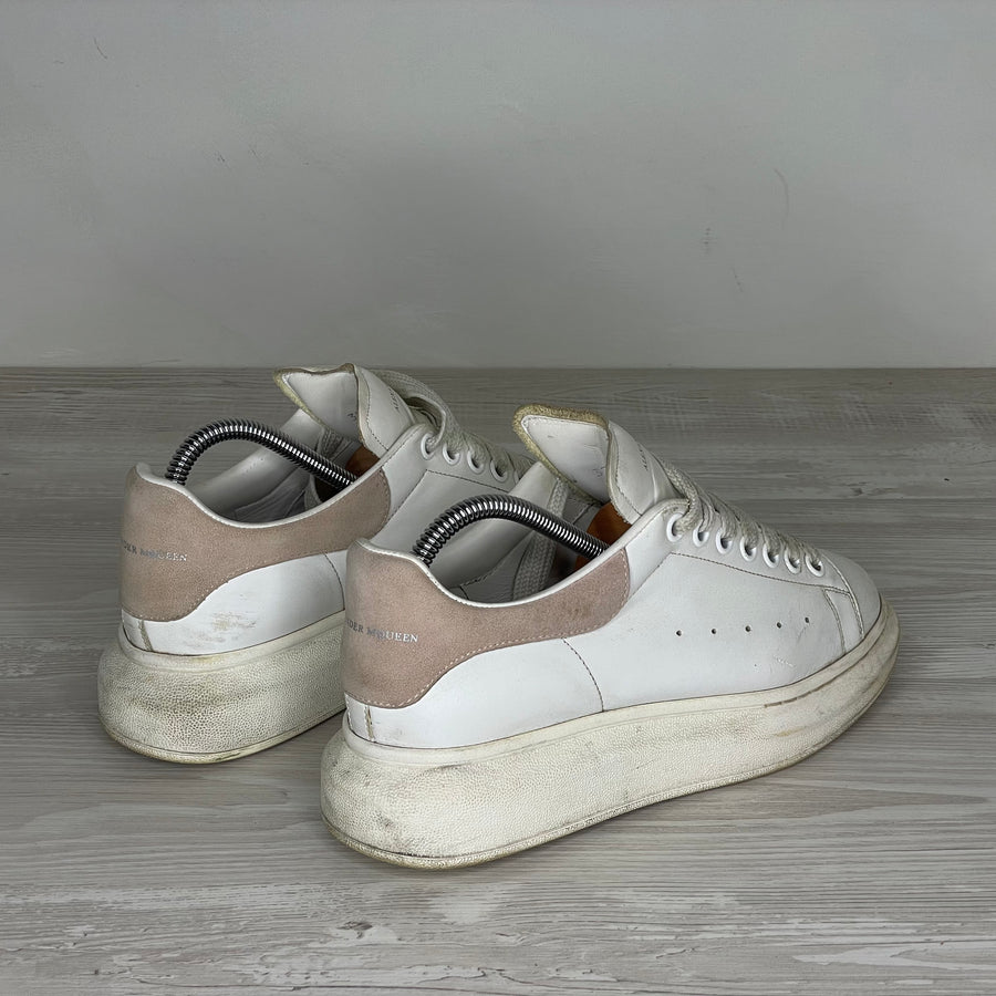 Alexander McQueen Sneakers, 'Hvid Læder' Pink Ruskind Hæl Oversized (39.5) 💝