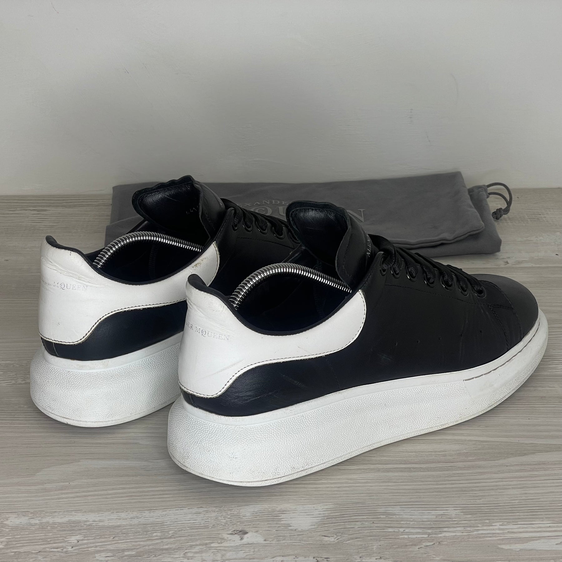 Alexander McQueen Sneakers, 'Sort Læder' Oversized (45) 🫧