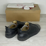 Christian Louboutin Sneakers, Herre 'Gun Metal' Sort Læder Junior Spikes (40) 🎩