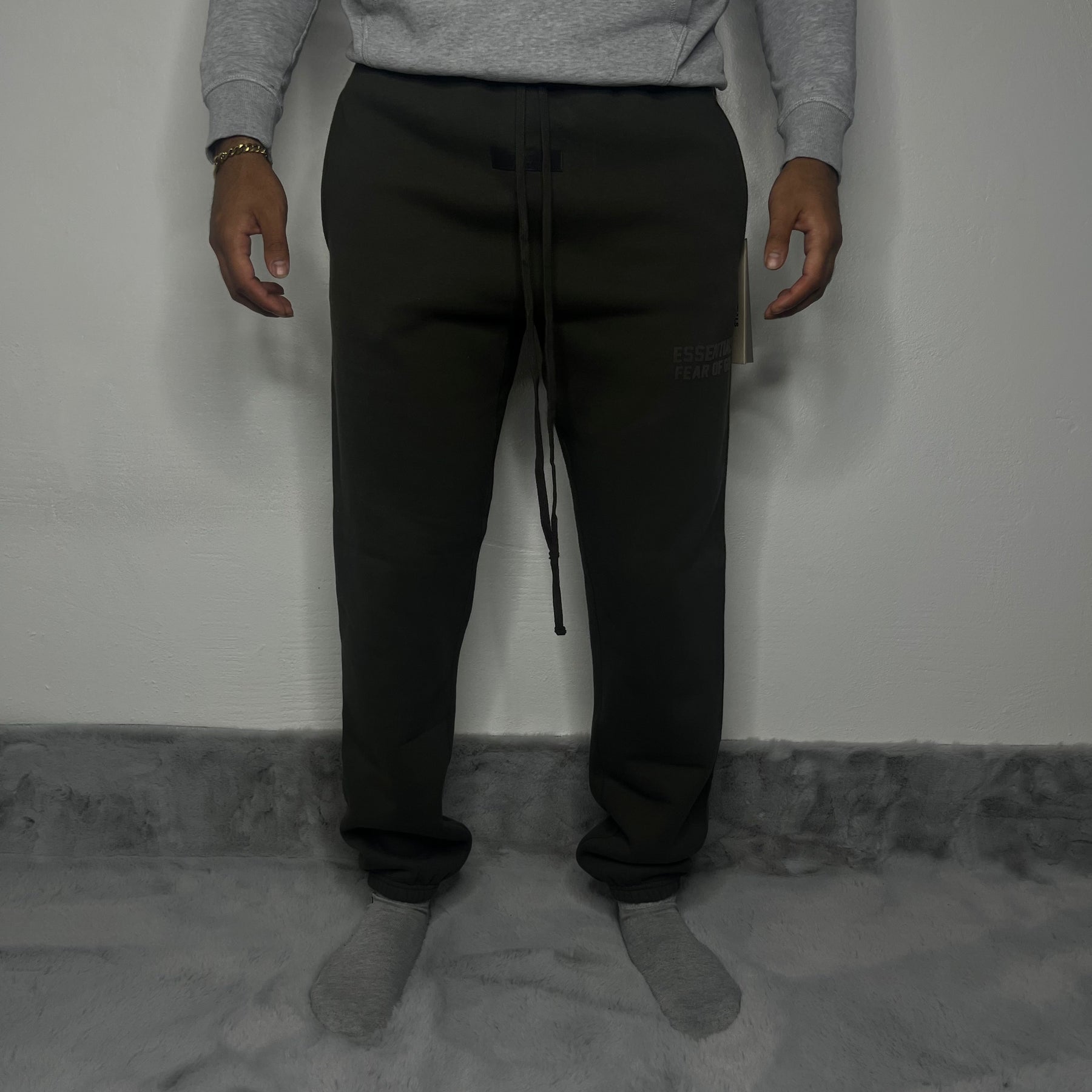 Fear of God Essentials Bukser, Herre Sweatpants Drawstring Lounge Pants 'Off Black' (Small) ⌚️