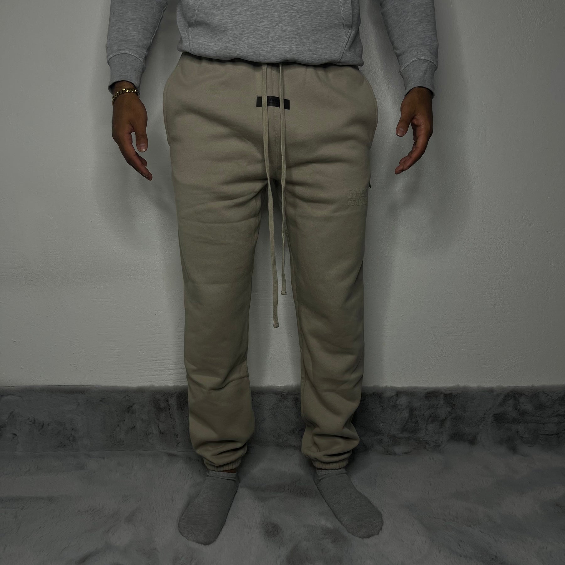 Fear of God Essentials Bukser, Drawstring Lounge Pants 'Smoke' (Small) 🌝