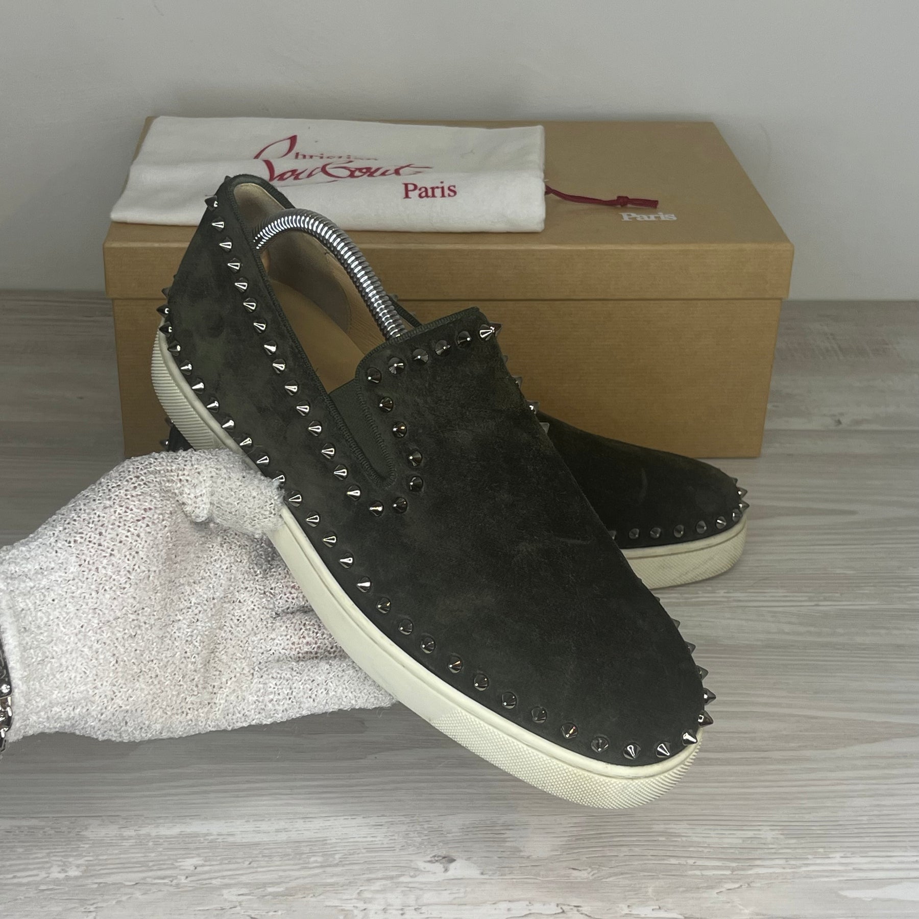 Christian Louboutin Sneakers, Herre Pik Boat 'Grøn' Bosco Metal (42.5) 😶‍🌫️