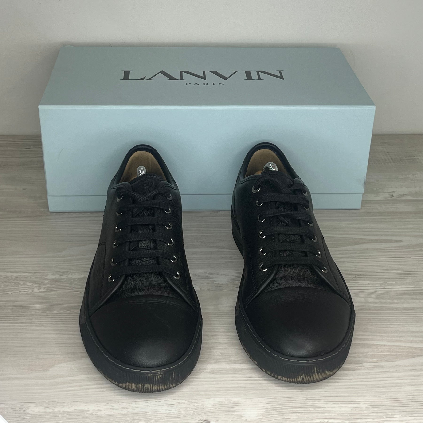 Lanvin Sneakers, Herre 'Sort Læder' Mat Toe (43) 🪨