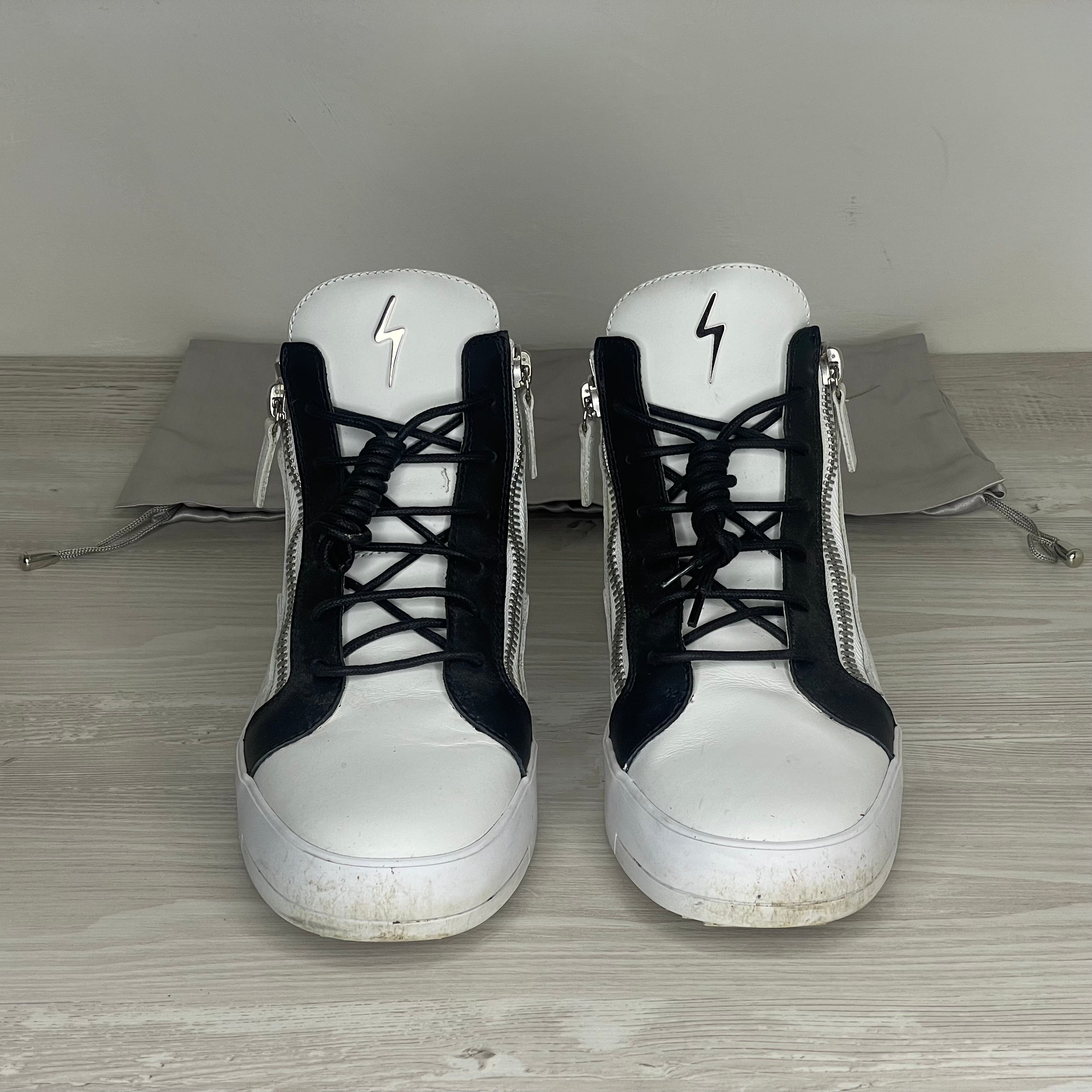Giuseppe Zanotti Sneakers, Herre 'Hvid / Sort / Blå' KRISS Mid Tops (42) 🥥