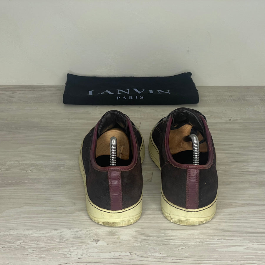 Lanvin Sneakers, Herre 'Bordeaux Ruskind' Lak Toe (42) 🥀